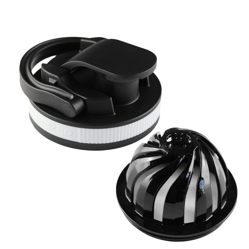 26oz Shaker Lid + Agitator Combo - Black Lid with White Band