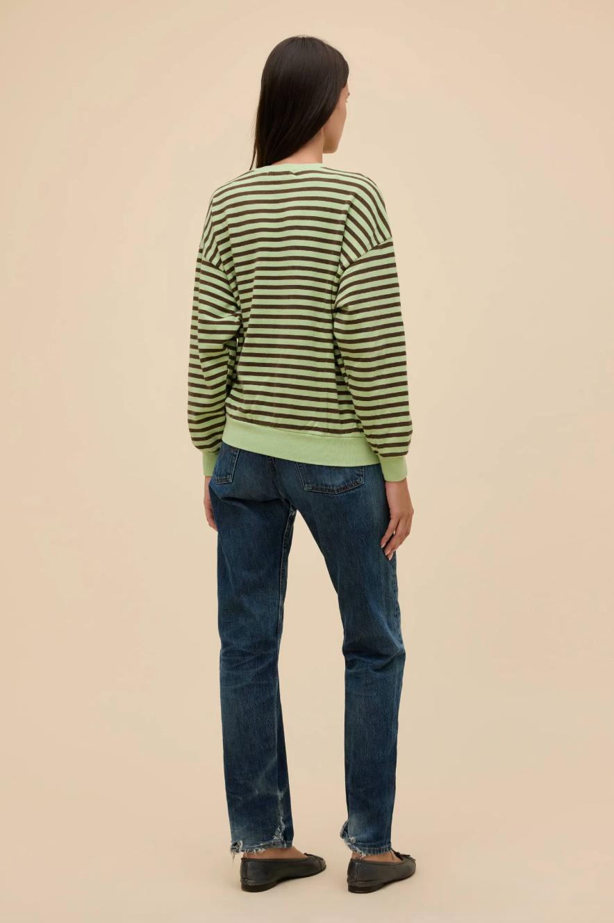 stripe oversized crew sweatshirt
