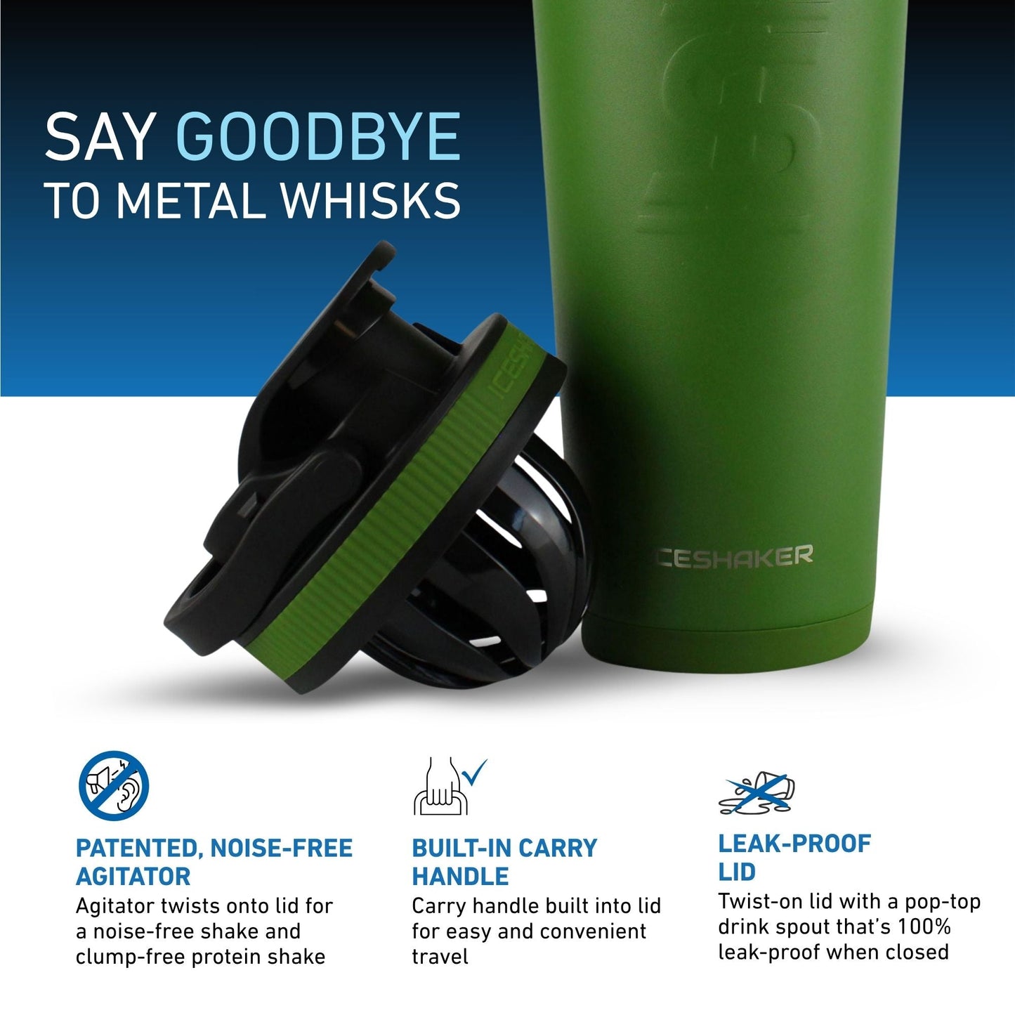 Ice Shaker Matte Series 26oz Shaker Bottle - Green