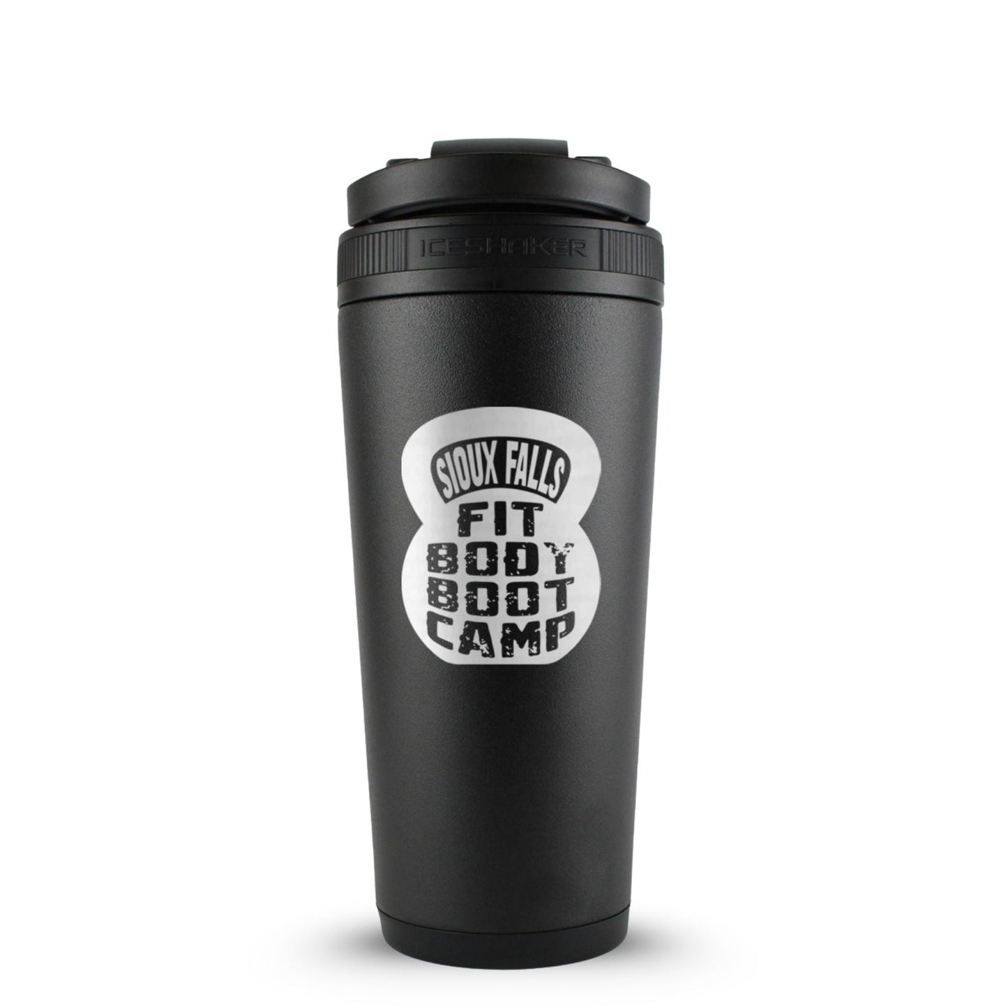 CUSTOM Sioux Falls Fit Body Boot Camp Kettlebell 26oz Ice Shaker - Black