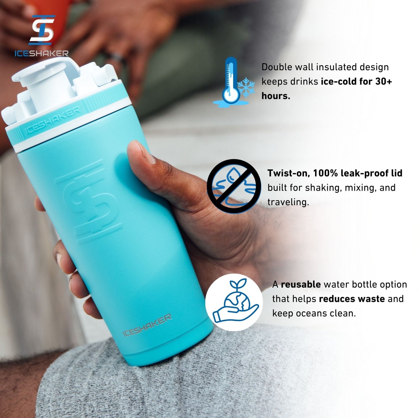 26oz Ice Shaker - Caribbean Blue