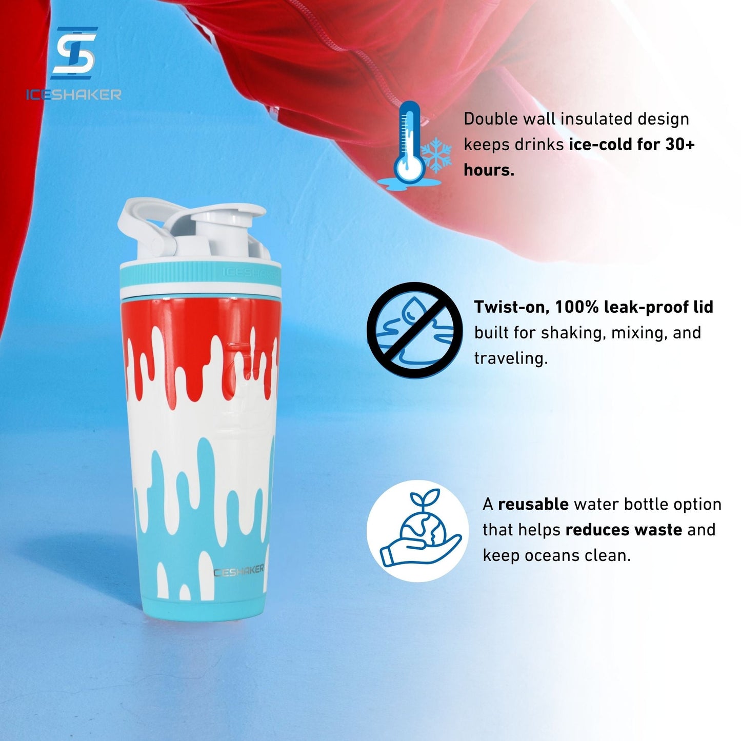 Ice Shaker 4D Series 26oz Shaker Bottles