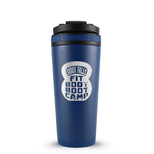 CUSTOM Sioux Falls Fit Body Boot Camp Kettlebell 26oz Ice Shaker - Navy