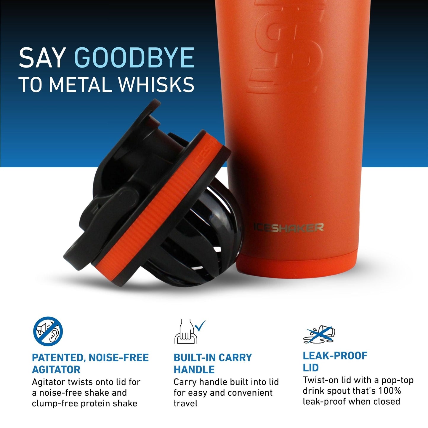 Ice Shaker Matte Series 26oz Shaker Bottle - Orange
