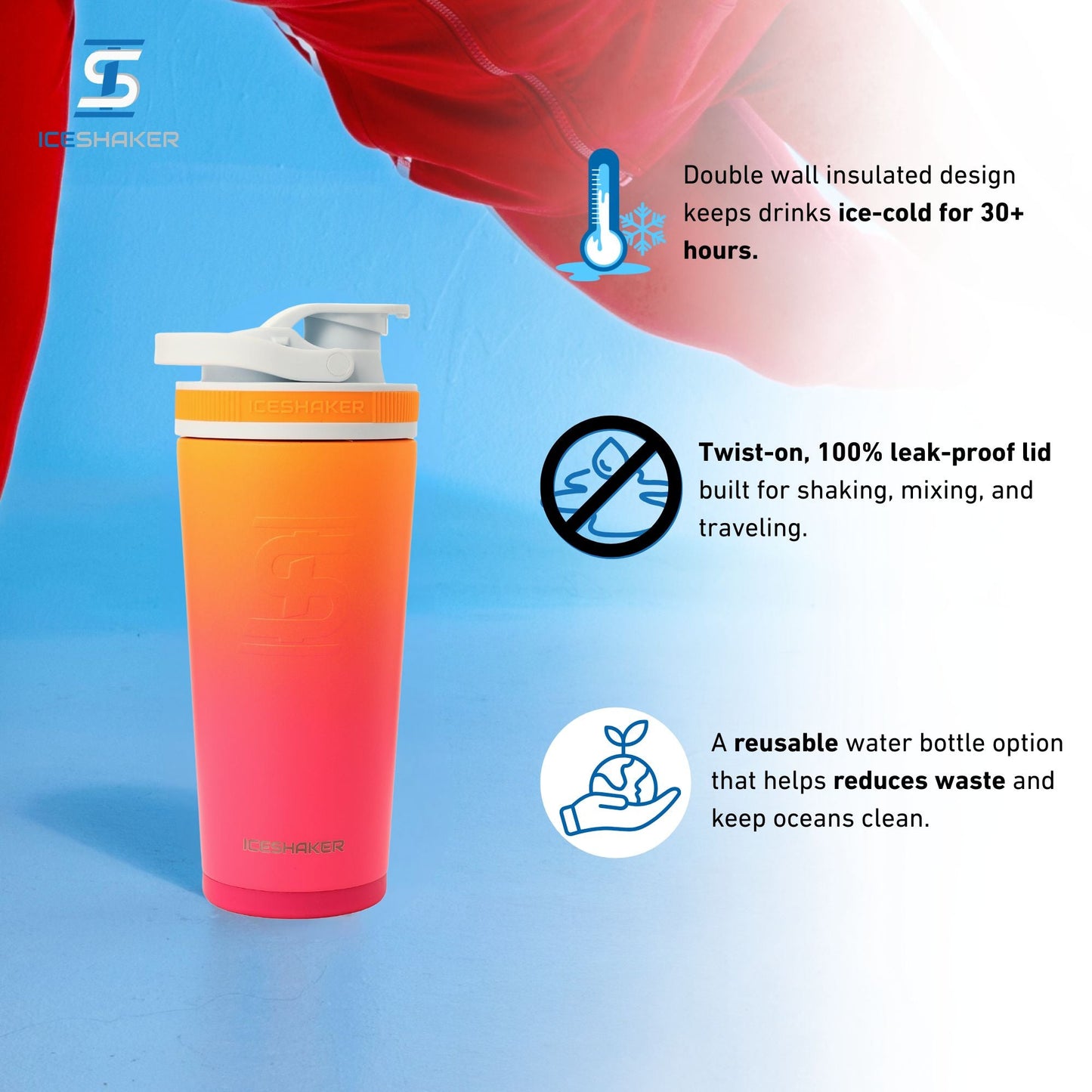 Ice Shaker Ombre Series 26oz Shaker Bottles