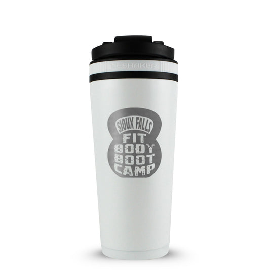 CUSTOM Sioux Falls Fit Body Boot Camp Kettlebell 26oz Ice Shaker - White