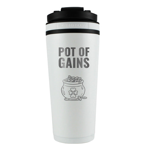 St. Patrick's Day Pot-O-Gains 26oz Ice Shaker - White