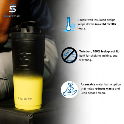 26oz Ice Shaker - Yellow Black Ombre