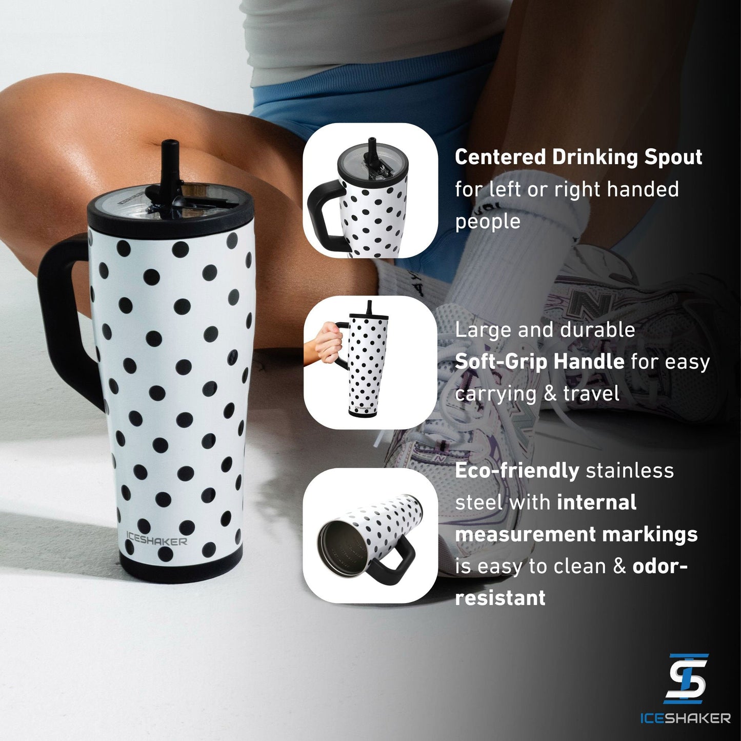 32oz Legend Series Shaker Bottle - Polka Dot