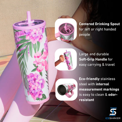 40oz Legend Series Shaker Bottle - Pink Hydrangea