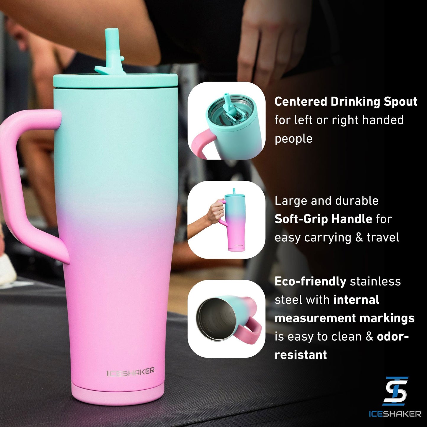 40oz Legend Series Shaker Bottle - Mint Pink Ombre