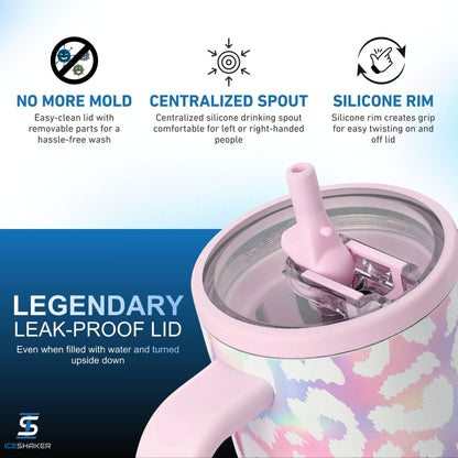 40oz Legend Series Shaker Bottle - Unicorn Leopard