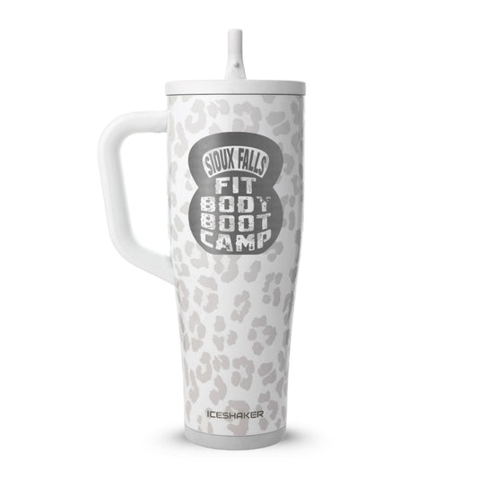 CUSTOM Sioux Falls Fit Body Boot Camp Kettlebell 40oz Legend Tumbler - White Leopard