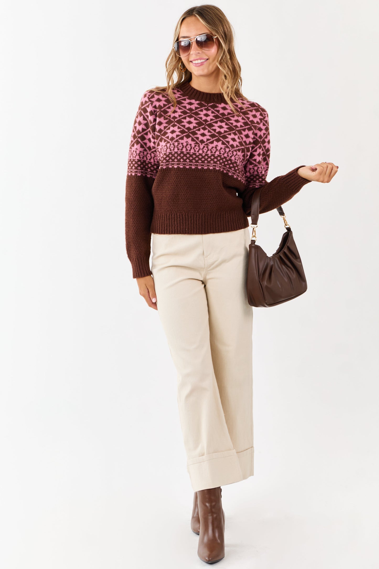 Chocolate and Punch Geometric Print Sweater
