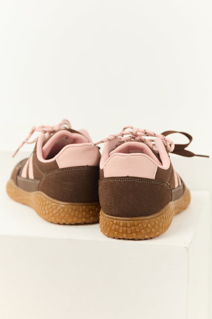 Cocoa Striped Double Lace Up Low Top Sneakers