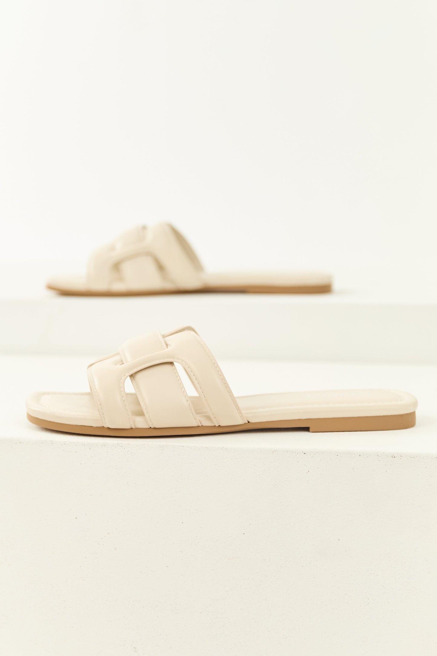 Coconut Interlaced Faux Leather Strap Sandals
