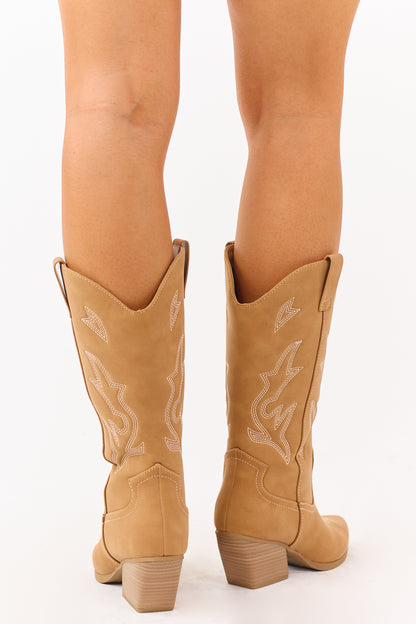 Copper Western Embroidered Cowboy Boots