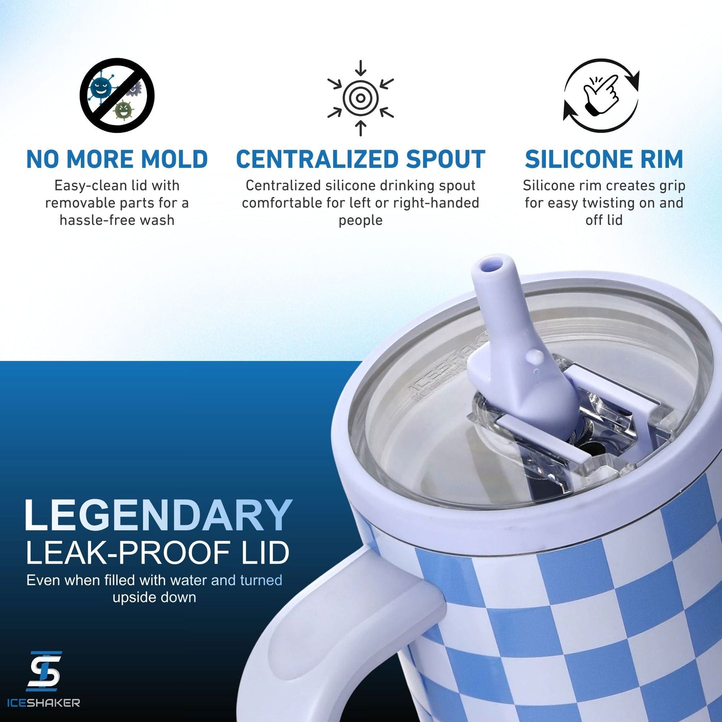 40oz Legend Series Shaker Bottle - Blue Checkers