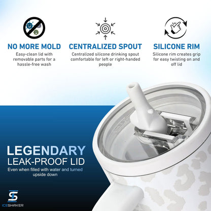 40oz Legend Series Shaker Bottle - White Leopard