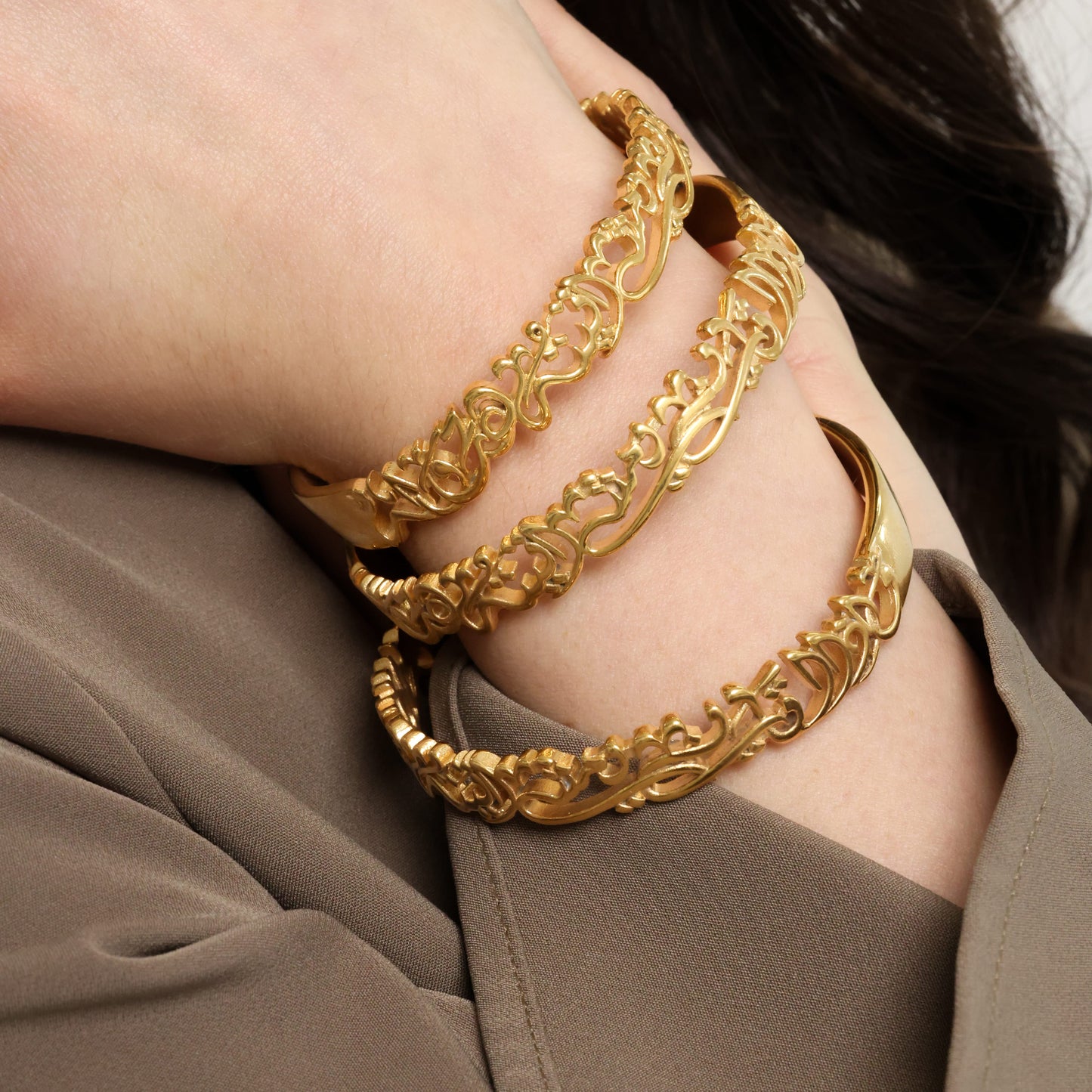 "Walk to Me and I'll Run to You" Calligraphy Bangle