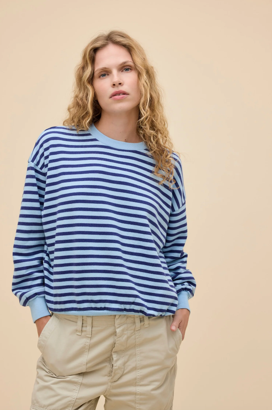 stripe oversized crew sweatshirt