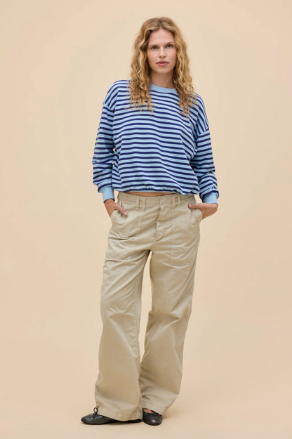 stripe oversized crew sweatshirt