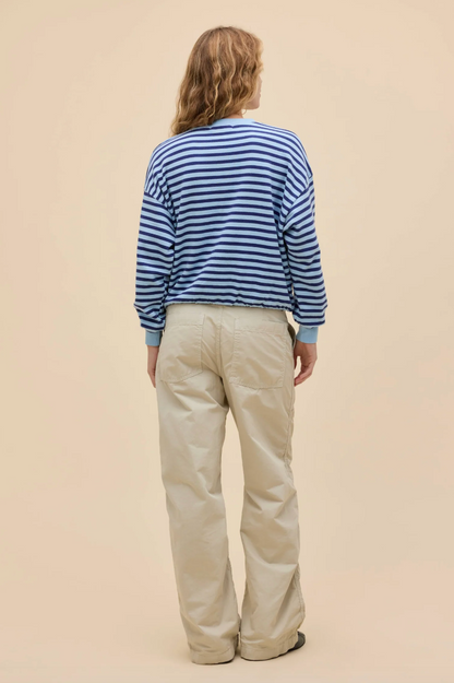 stripe oversized crew sweatshirt