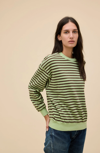 stripe oversized crew sweatshirt
