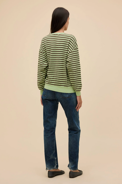 stripe oversized crew sweatshirt