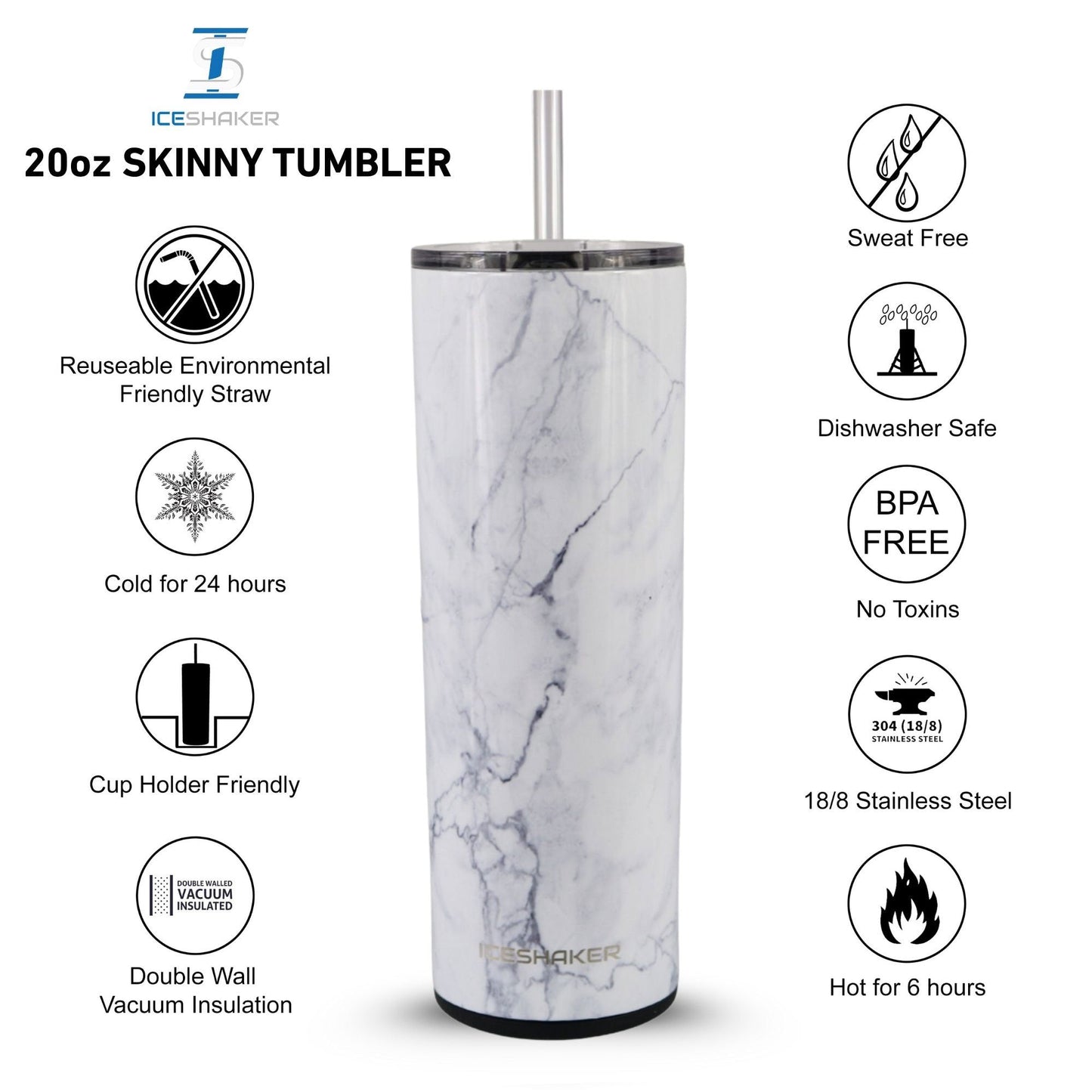 20oz Insulated Skinny Tumbler with Push Down Lid