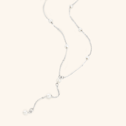 Dotted Pearl Lariat Necklace