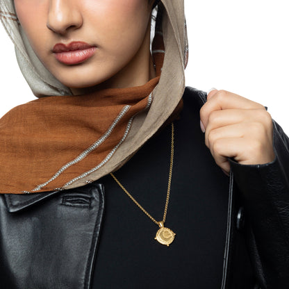 “What you seek is seeking you” Crescent Necklace