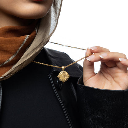 “What you seek is seeking you” Crescent Necklace