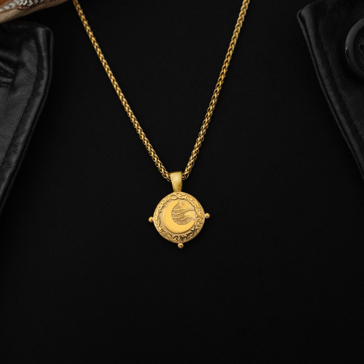 “What you seek is seeking you” Crescent Necklace
