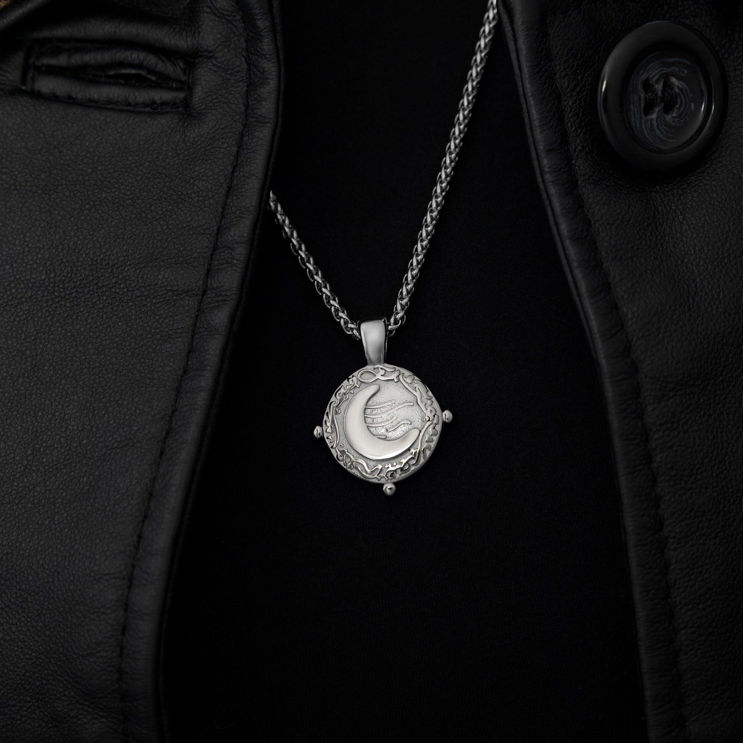 “What you seek is seeking you” Crescent Necklace